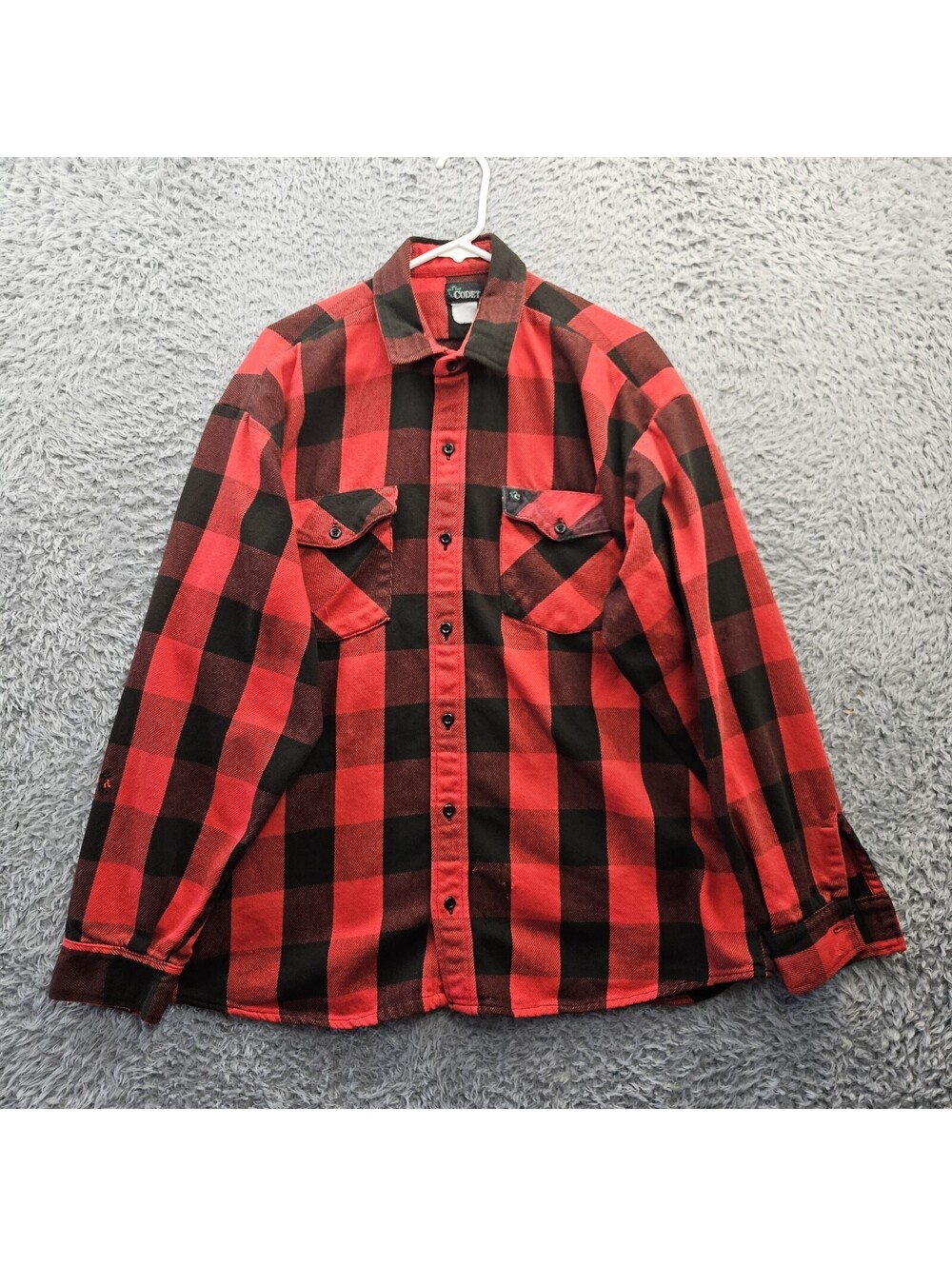 CODET Vintage 90s Flannel Shirt Buffalo Check Grunge 2XL *holes